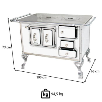 Fogão a Lenha Tradicional Venâncio N°2 Branco Porta Dupla Sem Tampa Esquerdo 21781