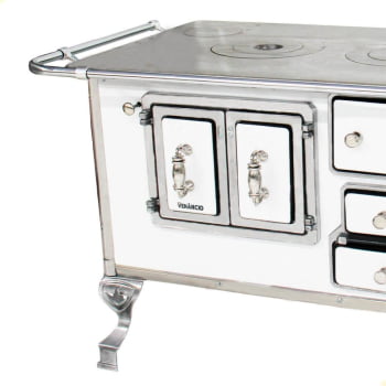 Fogão a Lenha Tradicional Venâncio N°2 Branco Porta Dupla Sem Tampa Esquerdo 21781