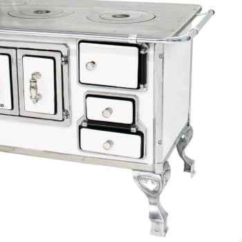 Fogão a Lenha Tradicional Venâncio N°2 Branco Porta Dupla Sem Tampa Esquerdo 21781