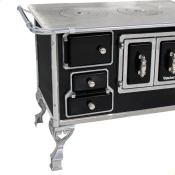 Fogão a Lenha Tradicional Venâncio N°2 Preto Porta Dupla Sem Tampa Direito 21769