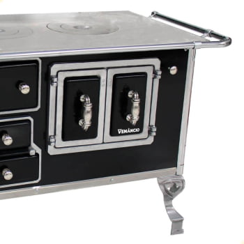 Fogão a Lenha Tradicional Venâncio N°2 Preto Porta Dupla Sem Tampa Direito 21769