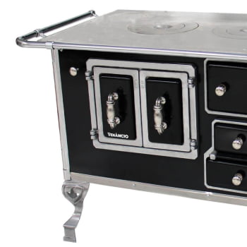 Fogão a Lenha Tradicional Venâncio N°2 Preto Porta Dupla Sem Tampa Esquerdo 21784