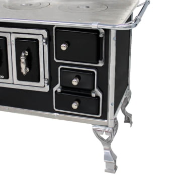 Fogão a Lenha Tradicional Venâncio N°2 Preto Porta Dupla Sem Tampa Esquerdo 21784