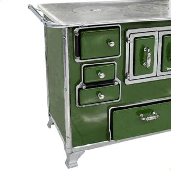 Fogão a Lenha Tradicional Venâncio N°2 Verde Porta Dupla Sem Tampa Gabinete Direito 28988