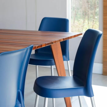 Kit 6 Cadeiras Tramontina Vanda Com Pernas De Alumínio Em Polipropileno Azul Yale 92053170