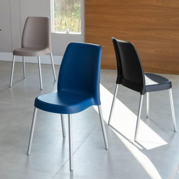 Kit 6 Cadeiras Tramontina Vanda Com Pernas De Alumínio Em Polipropileno Azul Yale 92053170