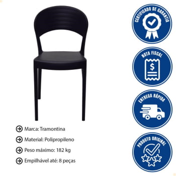 Kit 4 Cadeira Tramontina Summa Sissi Summa em Polipropileno e Fibra de Vidro Preto ECO 92046409