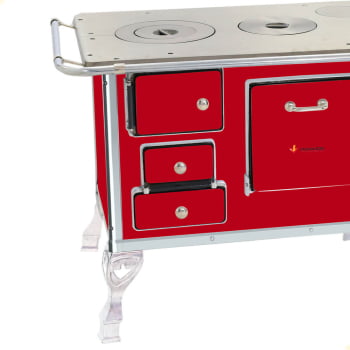 Fogão a Lenha Tradicional Venâncio N°1 Vermelho Sem Tampa Direito 21556
