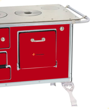 Fogão a Lenha Tradicional Venâncio N°1 Vermelho Sem Tampa Direito 21556