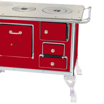 Fogão a Lenha Tradicional Venâncio N°1 Vermelho Sem Tampa Esquerdo 21571