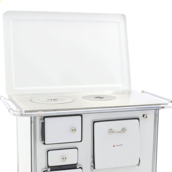 Fogão a Lenha Tradicional Venâncio N°1 Branco Com Tampa Gabinete Direito