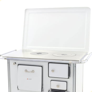 Fogão a Lenha Tradicional Venâncio N°1 Branco Com Tampa Gabinete Esquerdo
