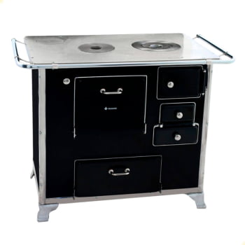 Fogão a Lenha Tradicional Venâncio N°1 Preto Sem Tampa Gabinete Esquerdo 28931 Fogão a Lenha Tradicional Venâncio N°1 Preto Sem Tampa Gabinete Esquerdo 28931