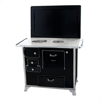 Fogão a Lenha Tradicional Venâncio N°1 Preto Com Tampa Gabinete Direito Fogão a Lenha Tradicional Venâncio N°1 Preto Com Tampa Gabinete Direito