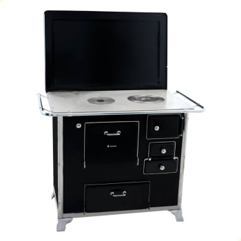 Fogão a Lenha Tradicional Venâncio N°1 Preto Com Tampa Gabinete Esquerdo Fogão a Lenha Tradicional Venâncio N°1 Preto Com Tampa Gabinete Esquerdo