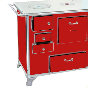 Fogão a Lenha Tradicional Venâncio N°1 Vermelho Sem Tampa Gabinete Direito 28939