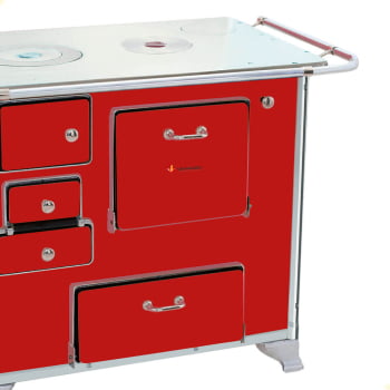 Fogão a Lenha Tradicional Venâncio N°1 Vermelho Sem Tampa Gabinete Direito 28939