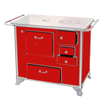 Fogão a Lenha Tradicional Venâncio N°1 Vermelho Sem Tampa Gabinete Esquerdo 28945 Fogão a Lenha Tradicional Venâncio N°1 Vermelho Sem Tampa Gabinete Esquerdo 28945