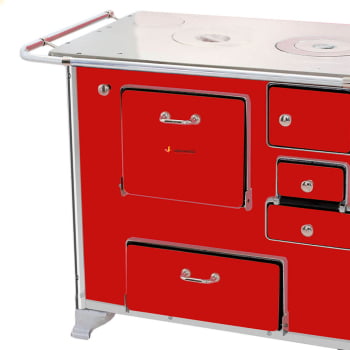 Fogão a Lenha Tradicional Venâncio N°1 Vermelho Sem Tampa Gabinete Esquerdo 28945