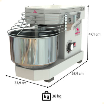Amassadeira Industrial Espiral Braesi AES-05 Bivolt 5Kg 10 Velocidade Branca B13189