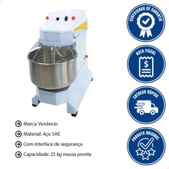 Amassadeira Espiral Venâncio de 25kg 220V Trifásico VAE25 16843