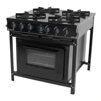 Fogão Gás Venâncio Bravo 4 Bocas Com Forno E Manípulos Preto BR4BFPR 23376 Fogão Gás Venâncio Bravo 4 Bocas Com Forno E Manípulos Preto BR4BFPR 23376