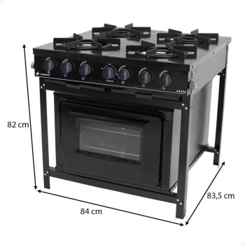 Fogão Gás Venâncio Bravo 4 Bocas Com Forno E Manípulos Preto BR4BFPR 23376