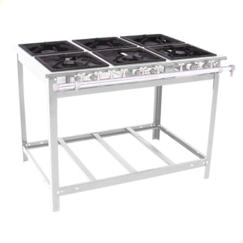 Fogão Industrial Venâncio A Gás Glp 6 Bocas - 3 Simples 3 Duplas 30x30 Parede EI6 15362 Fogão Industrial Venâncio A Gás Glp 6 Bocas - 3 Simples 3 Duplas 30x30 Parede EI6 15362