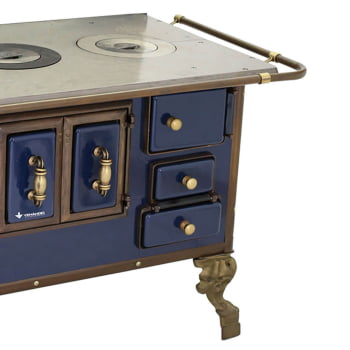Fogão a Lenha Barroco Venâncio N°3 Azul Lado Esquerdo Sem Tampa 21560