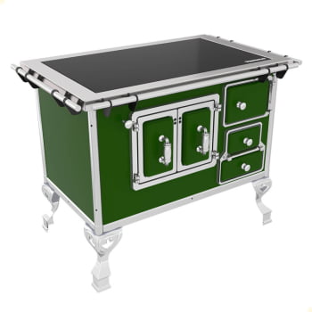 Fogão a Lenha Tradicional Venâncio N°2 Vitrocerâmico Verde Sem Tampa Porta Dupla Esquerdo 47369