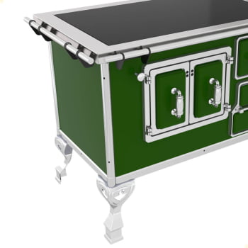 Fogão a Lenha Tradicional Venâncio N°2 Vitrocerâmico Verde Sem Tampa Porta Dupla Esquerdo 47369