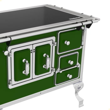 Fogão a Lenha Tradicional Venâncio N°2 Vitrocerâmico Verde Sem Tampa Porta Dupla Esquerdo 47369