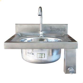 Lavatório Em Inox Imeca 43 x 45 cm Cuba 30 x 15 cm Acionamento Por Joelho 7495
