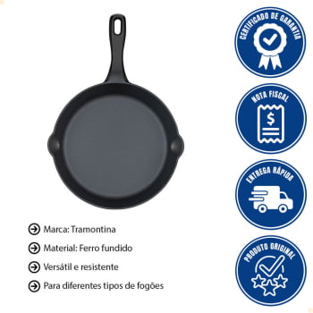 Frigideira Fargo Tramontina Em Ferro Fundido Com Acabamento Pre-Seasoned 20 cm 1 L 28760020