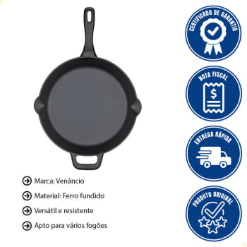 Frigideira Fargo Tramontina Em Ferro Fundido Com Acabamento Pre-Seasoned 30 cm 3,2 L 28761030