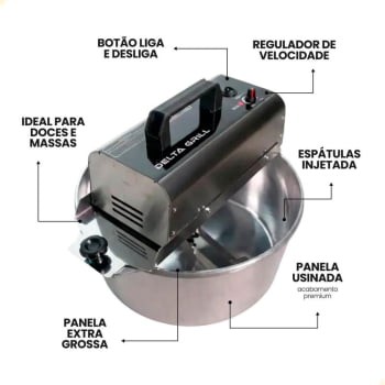 Panela Misturadora Mexedora Em Alumínio Diamantado Delta Grill 10 Litros Bivolt 1068