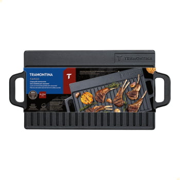 Chapa Retangular Tramontina Em Ferro Fundido Com Acabamento Pre-Seasoned 37 cm 2,3 L 28764037