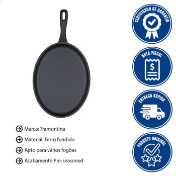 Chapa Oval Tramontina Em Ferro Fundido Com Acabamento Pre-Seasoned 18 cm 0,4 L 28765018