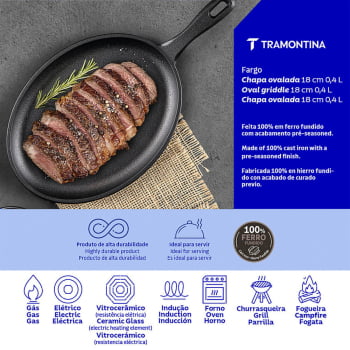 Chapa Oval Tramontina Em Ferro Fundido Com Acabamento Pre-Seasoned 18 cm 0,4 L 28765018