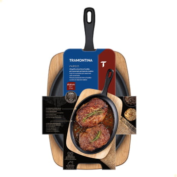 Chapa Oval Tramontina Em Ferro Fundido Acabamento Pre-Seasoned Com Tábua 18 cm 0,4 L 28766018