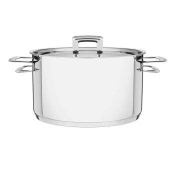 Caçarola Tramontina Brava Funda Aço Inox Fundo Triplo Tampa Plana 24 cm 6,1 L 62404240