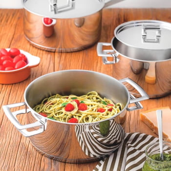 Caçarola Tramontina Brava Funda Aço Inox Fundo Triplo Tampa Plana 24 cm 6,1 L 62404240