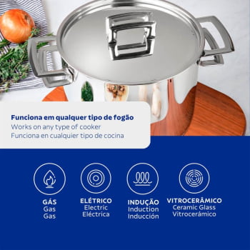Caldeirão Tramontina Brava Aço Inox Fundo Triplo Tampa Plana 24 cm 7,7 L 62405240