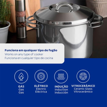 Caldeirão Tramontina Solar em Aço Inox Fundo Triplo com Tampa e Alças 24 cm 7,8 L 62505240