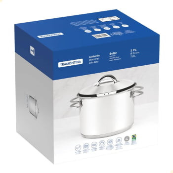 Caldeirão Tramontina Solar em Aço Inox Fundo Triplo com Tampa e Alças 24 cm 7,8 L 62505240