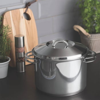 Caldeirão Tramontina Solar em Aço Inox Fundo Triplo com Tampa e Alças 28 cm 11,9 L 62505280