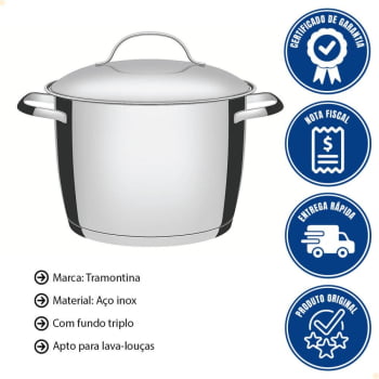 Caldeirão Tramontina Allegra em Aço Inox com Fundo Triplo 24 cm 7,5 L 62655240