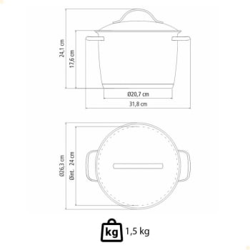 Caldeirão Tramontina Allegra em Aço Inox com Fundo Triplo 24 cm 7,5 L 62655240