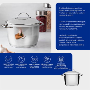 Caldeirão Tramontina Allegra em Aço Inox com Fundo Triplo 24 cm 7,5 L 62655240