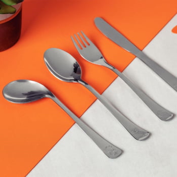 Conjunto De Talheres Tramontina Inox Infantil 4 Peças Aço Inox Acabamento Brilho Baby Friends 669700